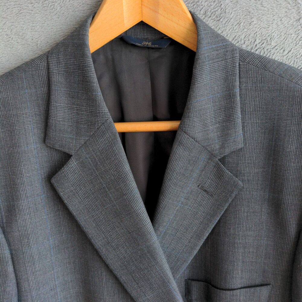 Brooks Brothers 346 Blazer Mens 46R Gray Prince Of Whales Wool Stretch 2 Button - Picture 6 of 11
